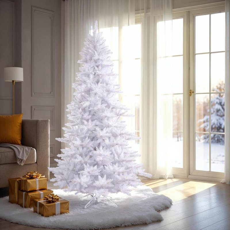 Sapin de Noël artificiel blanc avec base, H 5,5 pi, Non pré-éclairé