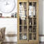 Armoire d'appoint en bois de manguier massif Jack avec portes en verre à carreaux