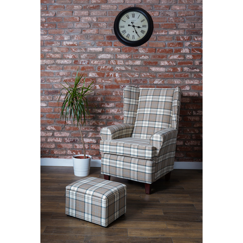 Bartee Wingback Chair, Grey/Brown