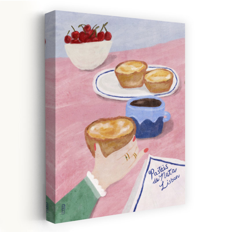 Art mural contemporain cerise de la crème pâtissière Lisbon, H 36 po x l 24 po