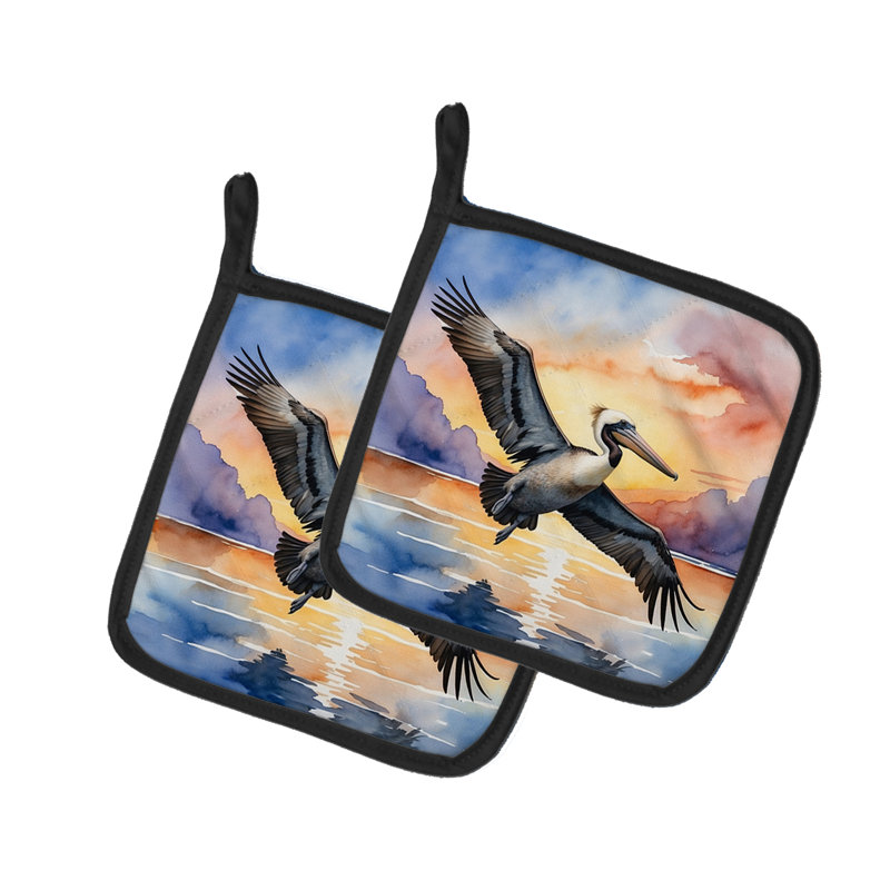 Paire de porte-casseroles Pelican Fyling au lever du soleil