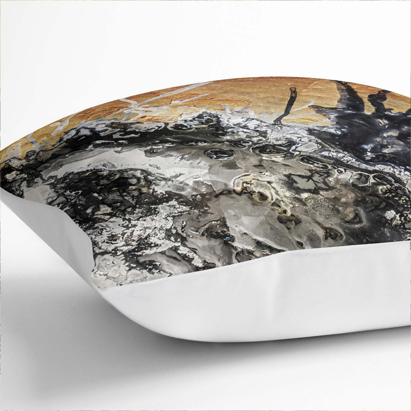 Abstract Square Throw Cushion, White, 40cm H x 40cm W x 15cm D