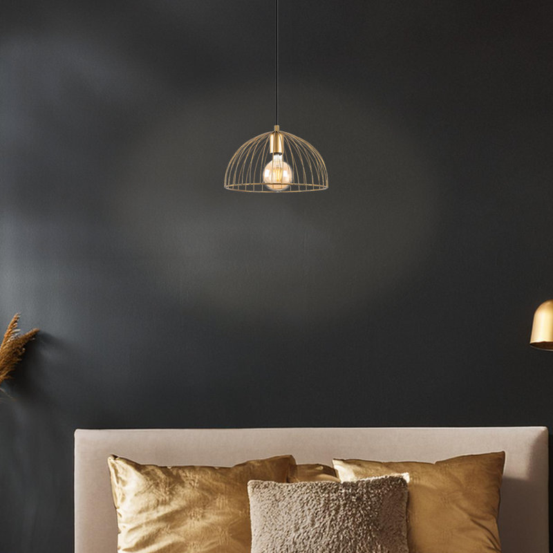 Luminaire suspendu simple en métal à hauteur réglable avec capuchon en métal