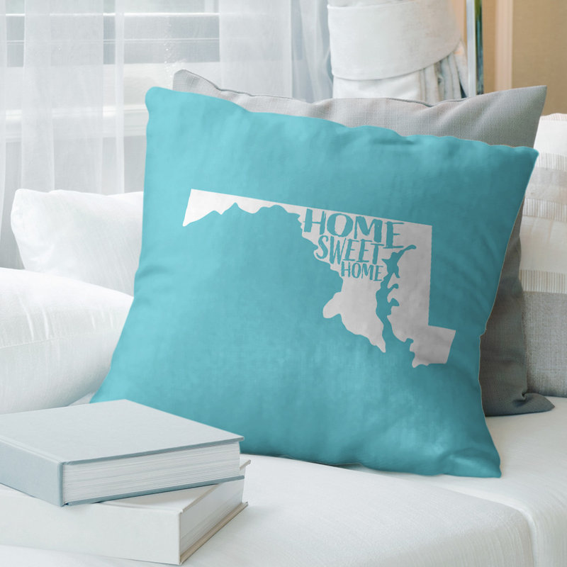 Reversible Throw Pillow, 14 x 14, Maryland, Teal