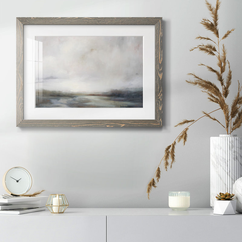 Light Effects VII V1 - Matted and Framed Under Acrylic Glass, Large Living Room Wall Art, Gray