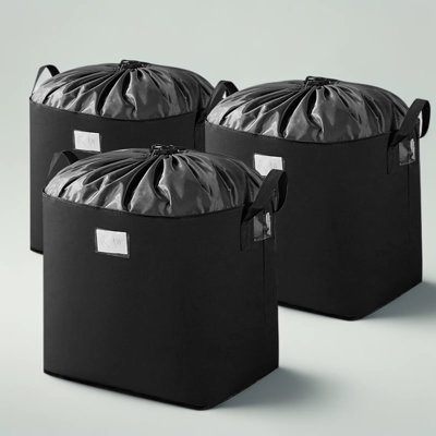 Heavy-Duty Storage Bags 3-Pack, Large 100L Comforter & Clothing Storage Bags With Reinforced Handles & Drawstring Closure For Moving, Blankets, Pillows And Seasonal Items