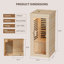 Sauna Pro-Sauna infrarouge intérieur 1 personne en bois d'épinette avec porte en verre trempé, éclairage DEL et commande numérique, pour un spa et une détente à domicile