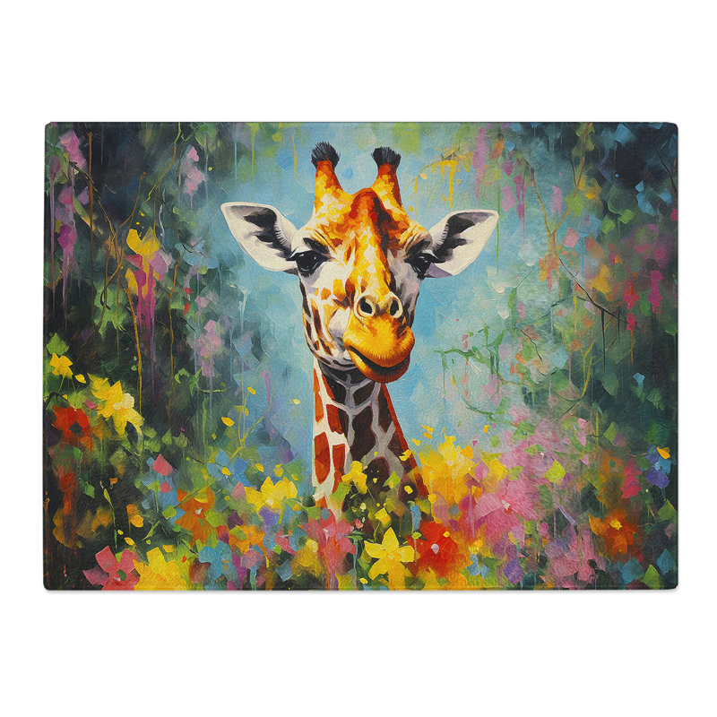 Giraffe Impressionism  Glass Chopping Board