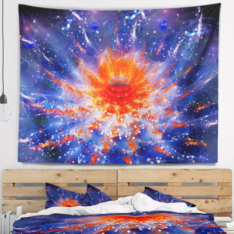 Tapisserie fleurie colorée et lumineuse dans l'espace, H 32 po x l 39 po