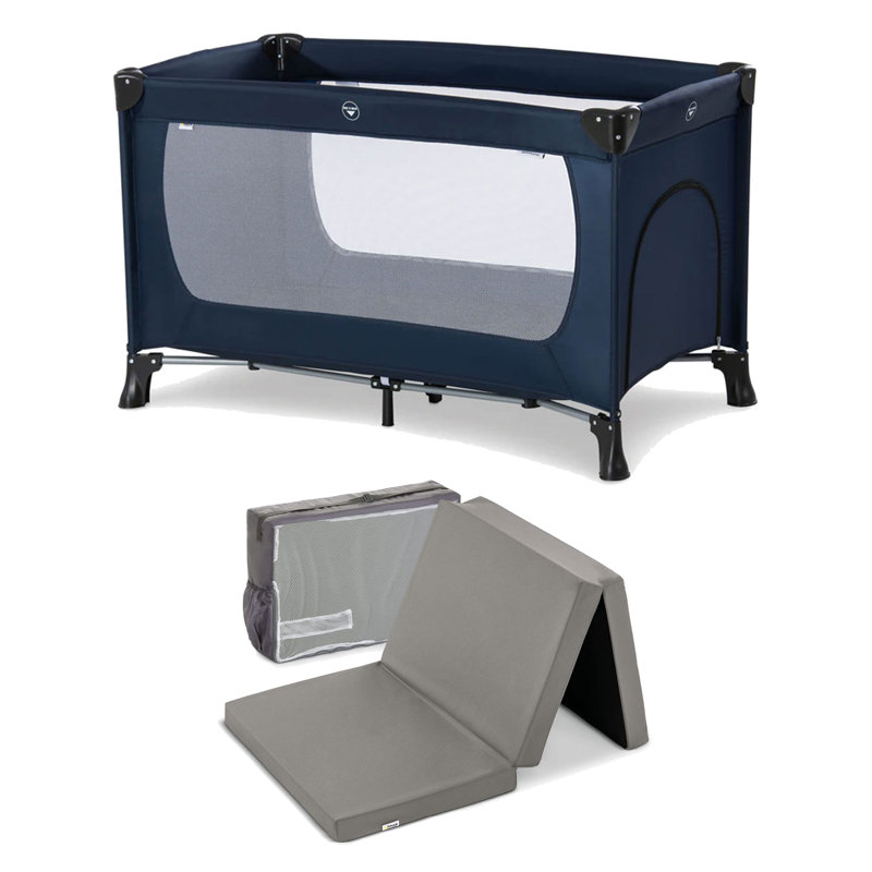hauck Dream N Play Plus Foldable Travel Bed with Foldable Portable Foam Pad, Navy Blue