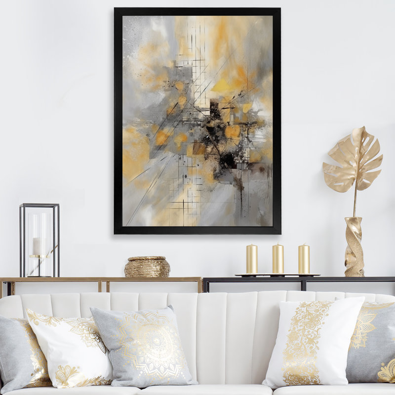 Jaune et gris au-delà de la toile I Jaune et gris au-delà de la toile I sur toile, H 40 po x l 30 po x P 1,5 po