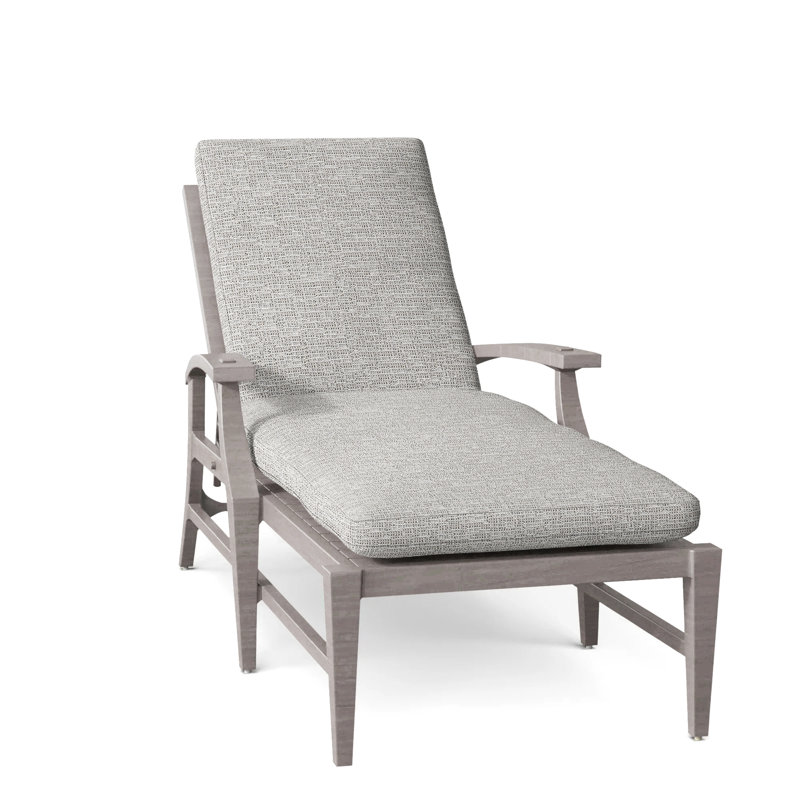 Croquet Aluminum Outdoor Chaise Lounge, No Welt, Oyster, Tweed Toffee