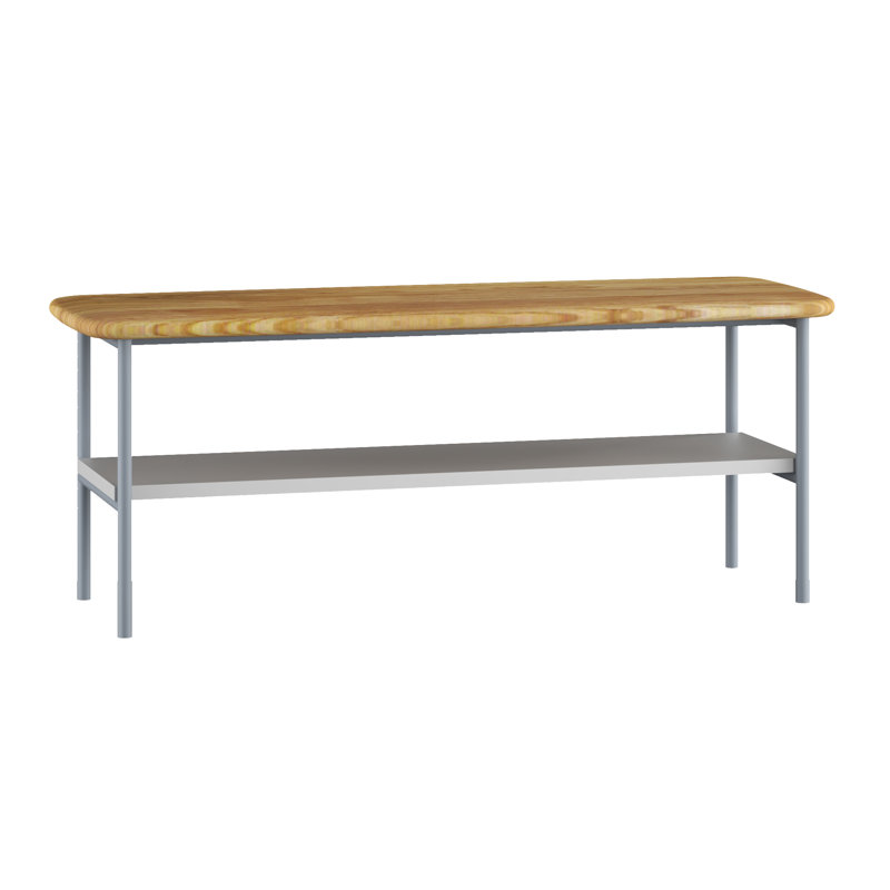 Luitpold Wood / Metal Storage Bench, Light Grey/Natural Oak Wood/Grey