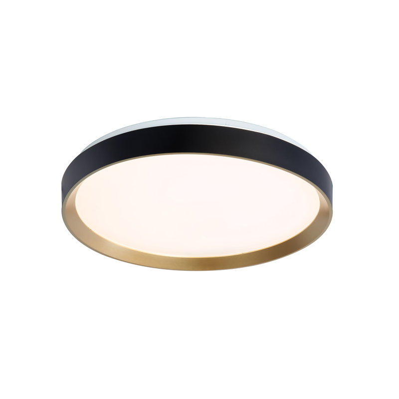 Plafonnier encastré à DEL 15 po Hudson 5CCT, H 3,25 po x l 14,9 po x P 14,9 po, Or / noir mat