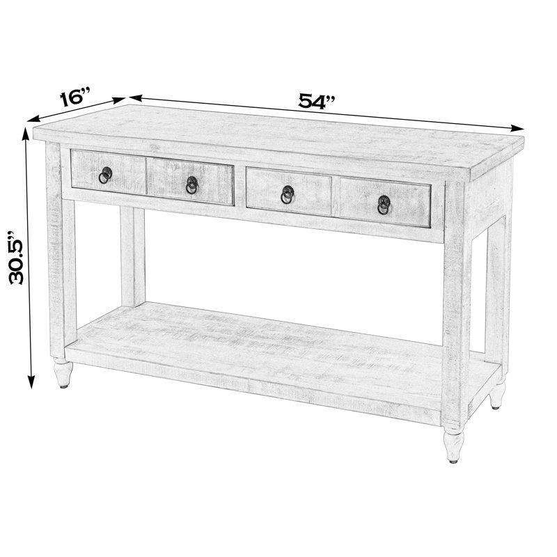Arnissa 54 in. W Rectangular Solid Wood 2 Drawer Console Table with Open Lower Shelf