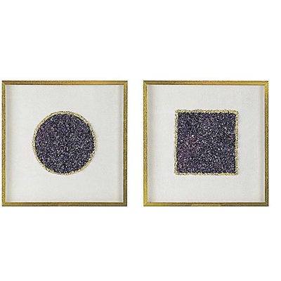 S/2 23.6x23.6" Lillian Purple Crystal Shadow Boxes Wall Décor