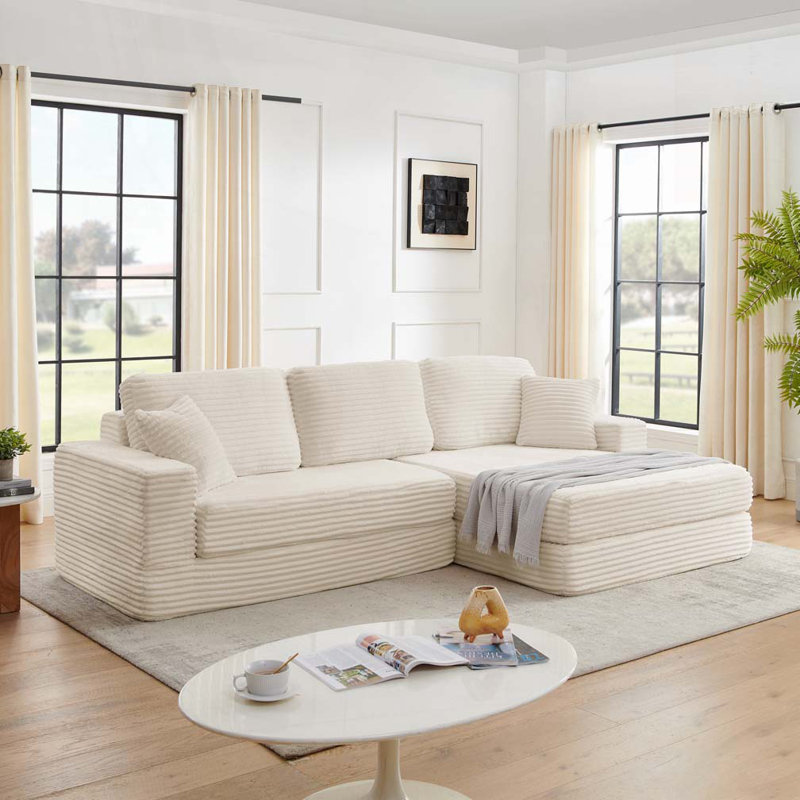 Canapé modulaire en velours côtelé Corduroy, Beige