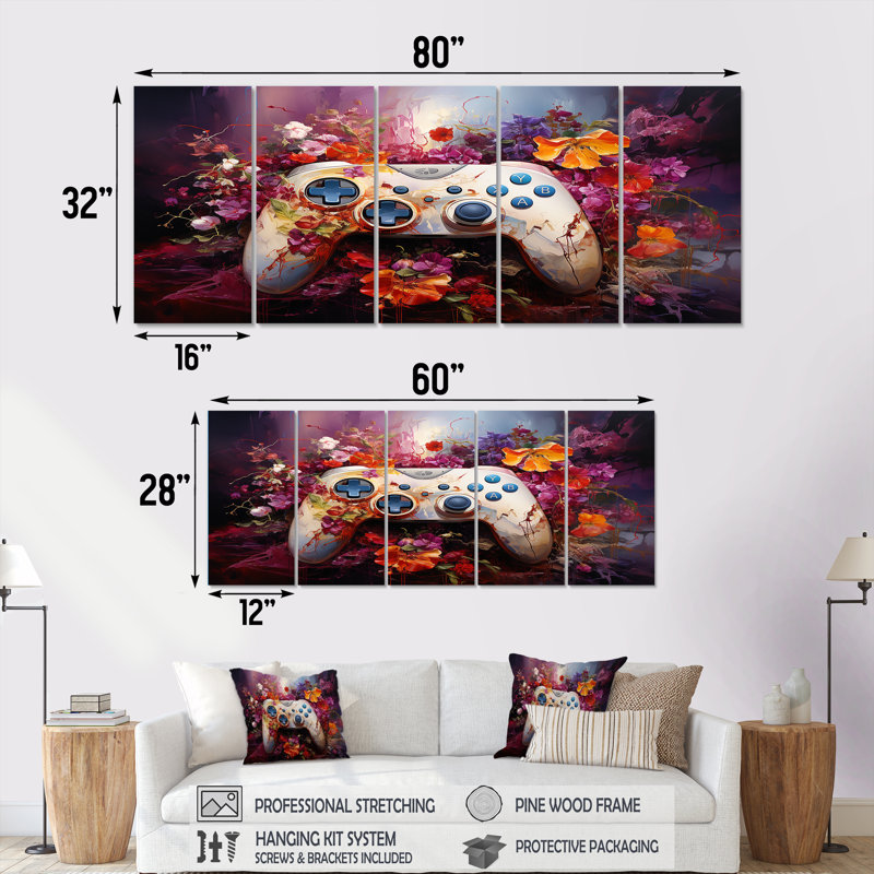 Ensemble de 5 décorations murales multicolores Blooming, H 28 po x l 60 po
