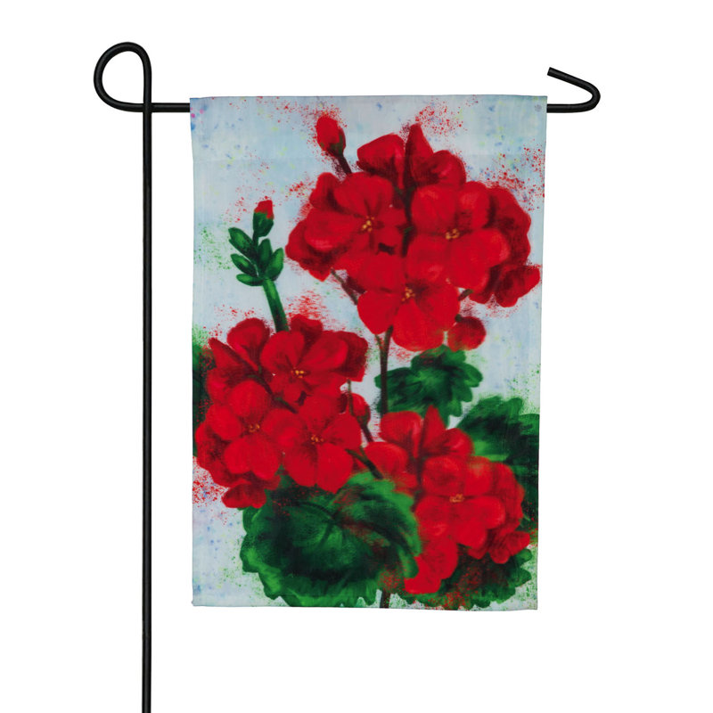 Drapeau de jardin en lin à 2 faces 18 x 13 po Tatom Geraniums