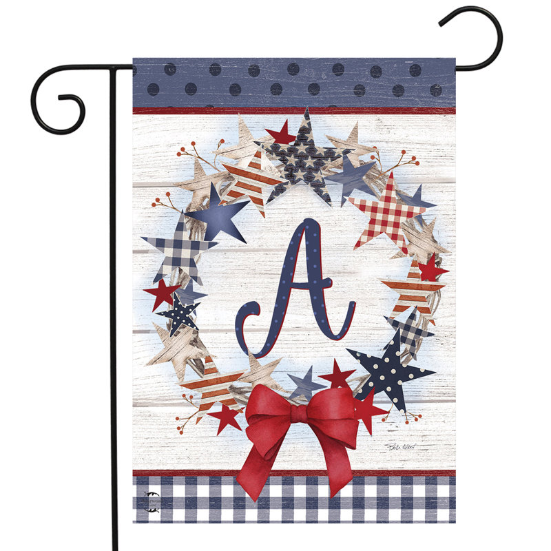 American Wreath Monogram A Garden Flag