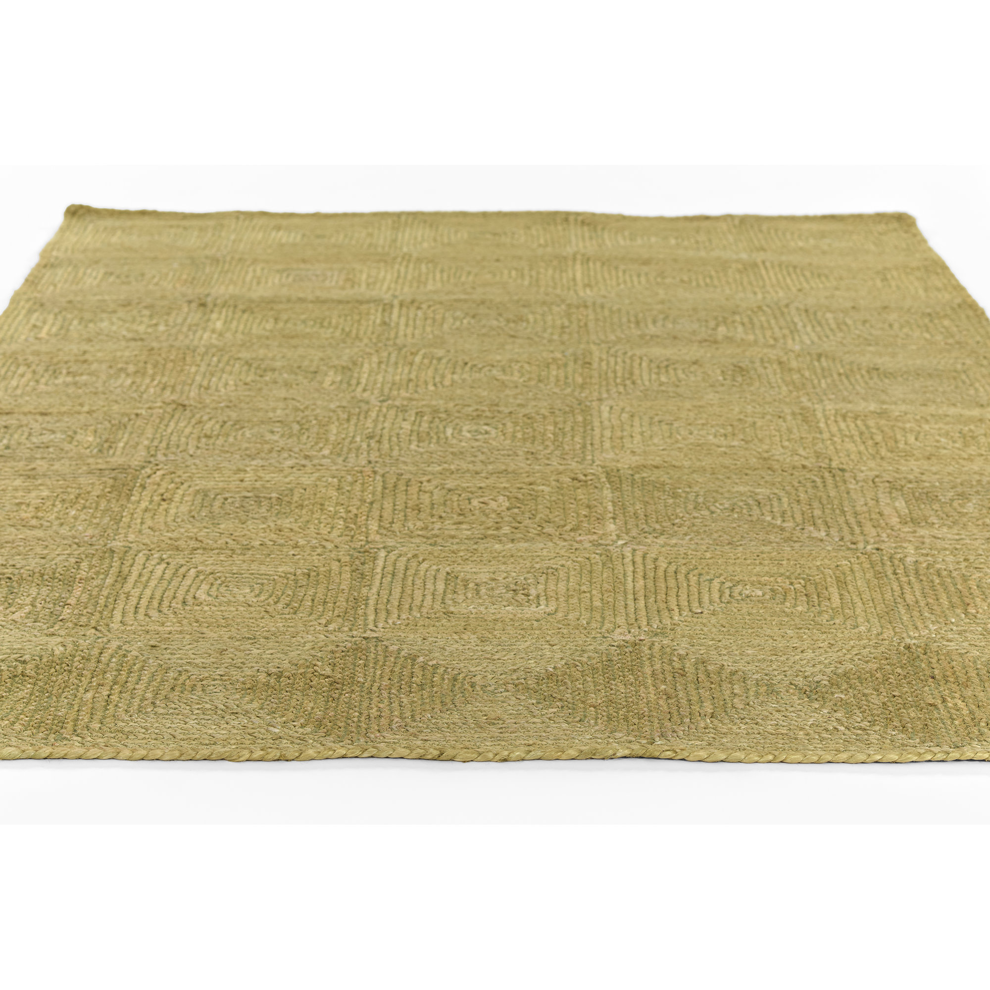 Momeni Maritime Hand Woven Jute Geometric Green Area Rug 5' X 7'6", Rectangle 7'10" x 9'10"
