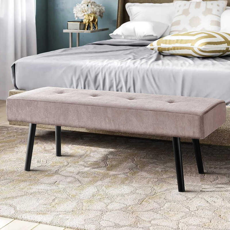 Banc rembourré 39,4 po Velours côtelé, Rose