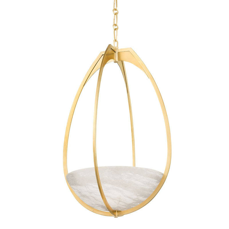 Lloyd Aged Brass 22" LED Pendant with Alabaster Glow