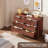 Walnut Fluted 6-Drawer Dresser, 47.2" Wide Curved Wood Chest for Living Room-78790880