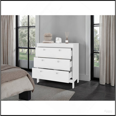 White 3-Drawer Chest with Functional Storage