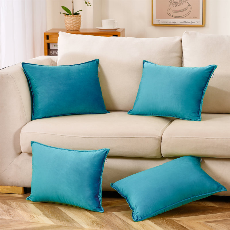 Coussin décoratif en velours, Bleu