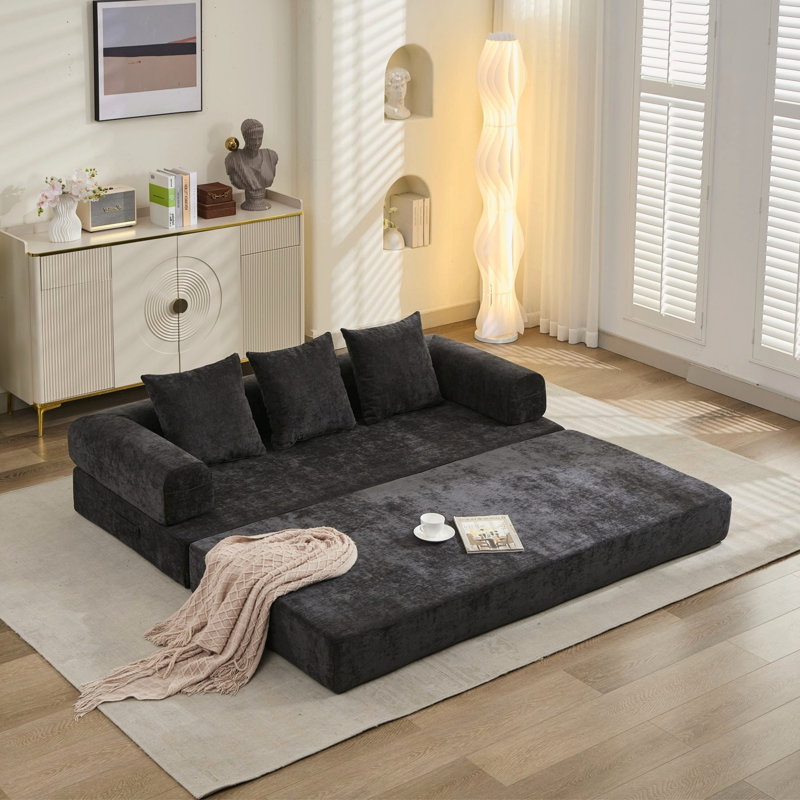 Canapé-lit pliant convertible Isabeau de 78,8 po Isabeau, Noir nouveau