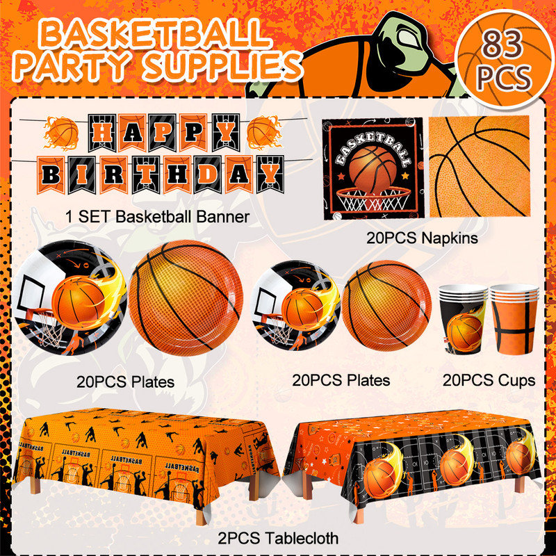 Basketball Party Tableware, Basketball Birthday Tableware