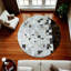 Tapis rond en peau de vache brun et blanc, tapis circulaire en cuir patchwork-856415557