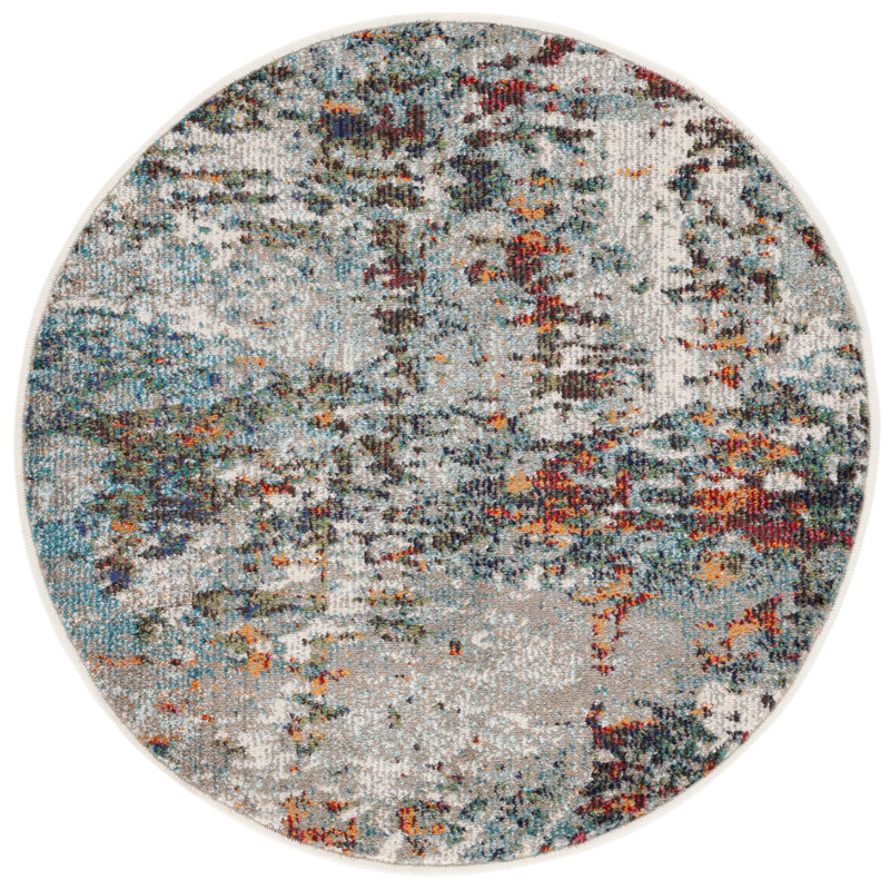 Tapis gris / bleu Gammage, Rond 3 pi, Grey/Blue