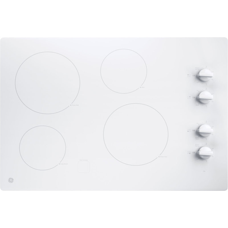 GE 30" Built-In Knob Control Electric Cooktop, White