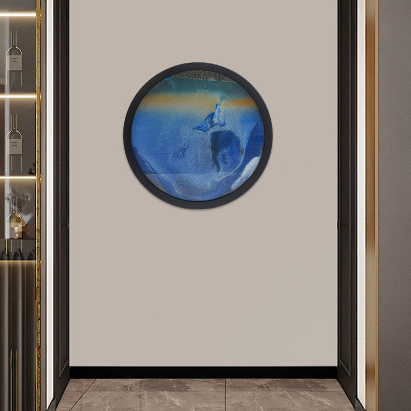 17.3" Hanging Wall Decor Moving Sand Art Picture Wood Decor(Blue)