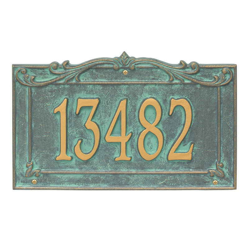 Signature Series 1-Line Wall Address Plaque, Verdigris, Bronze, Yes