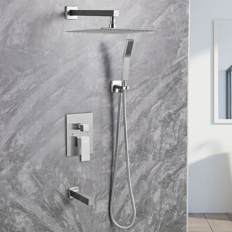 Robinet de douche complet avec valve brute, Nickel