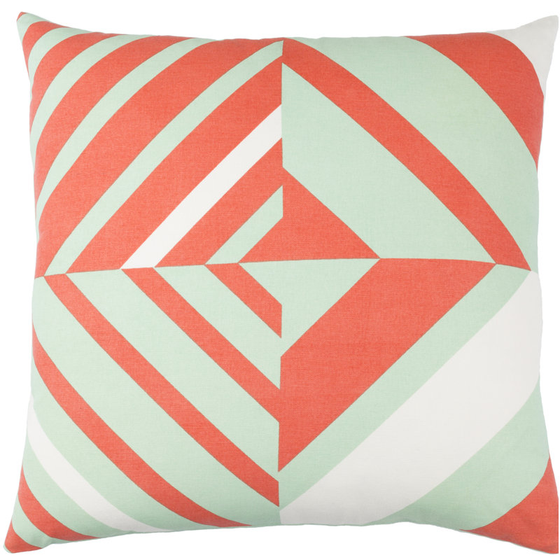 Almendra Floral Cotton Throw Pillow, 20" H x 20" W x 4" D, Mint / Orange / White
