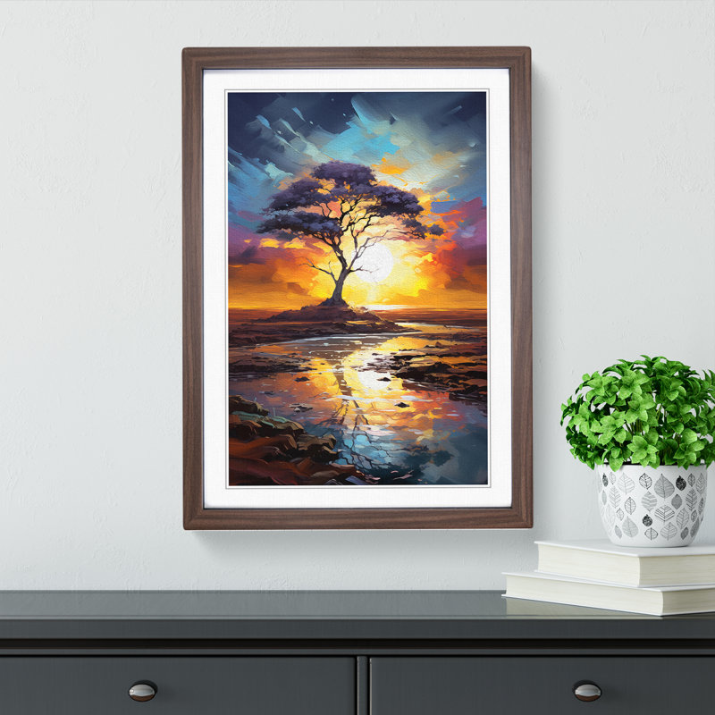 Sunrise Informel - Single Picture Frame Print on Wood, Walnut, 34cm H x 25cm W x 2cm D