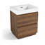 Ensemble de meuble-lavabo 24 po avec lavabo sous comptoir, 2 tiroirs à fermeture en douceur, meuble-lavabo en bois d'ingénierie à finition brune pour petite salle de bain