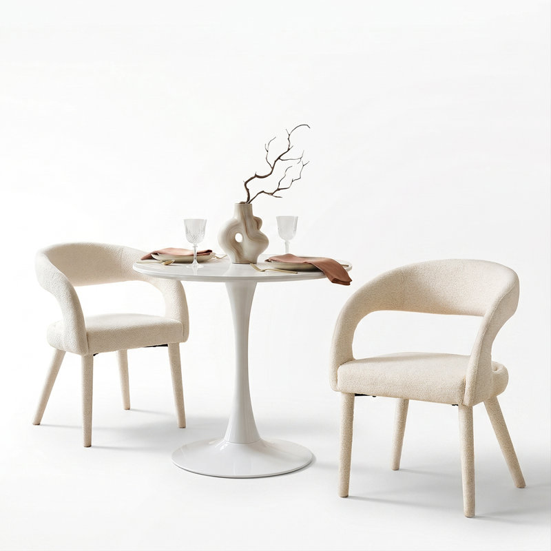 Ensemble de table de salle à manger ronde 31,5 "avec 2 chaises rembourrées Donegan, Gruau