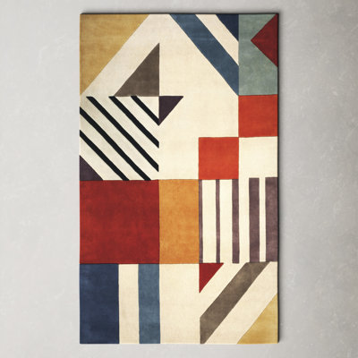 Tripoli Ivory Multi Hand-Tufted Geometric Rug