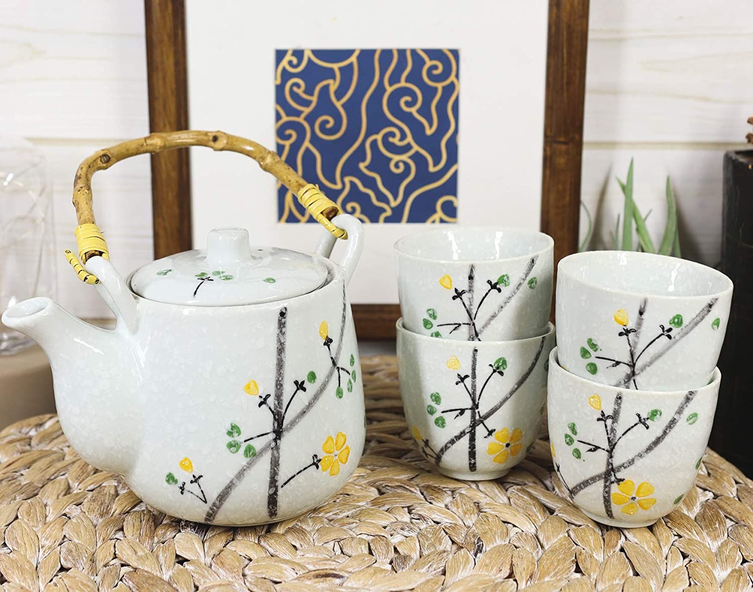 Japanese Blossom Tea Jar Collection - Petals & Vine Design