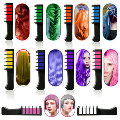 the Chalk 10x Temporary Colour Hair Chalk Soft  Cream Comb Salon Hair Brush