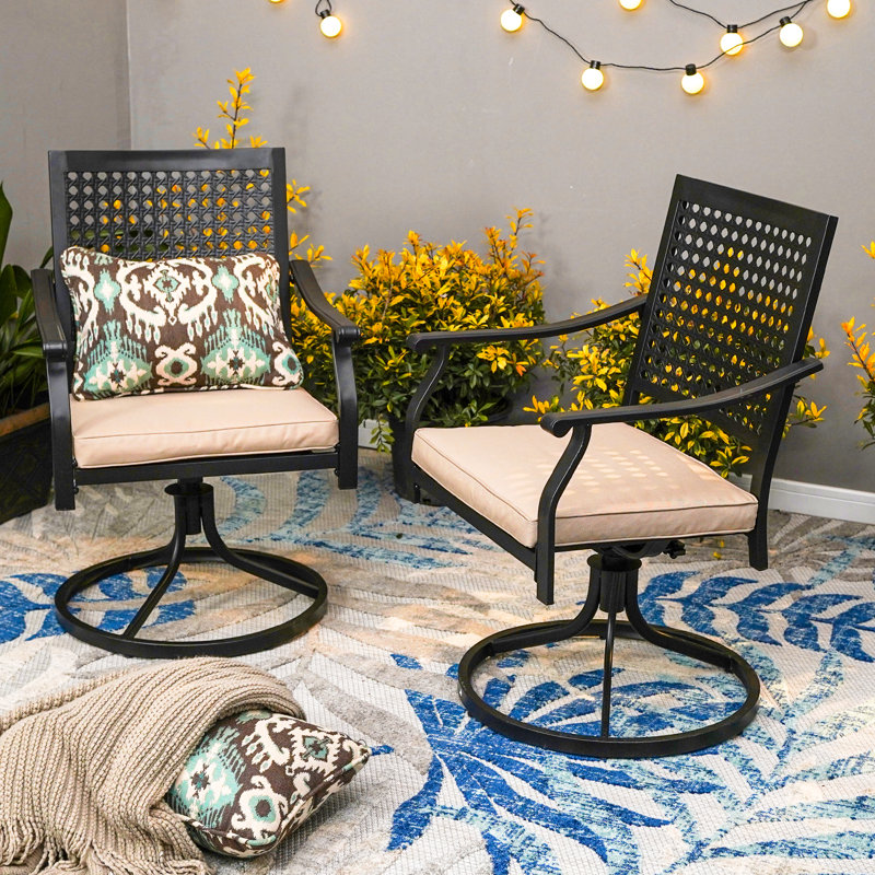 Leonard 6 - Person Patio Dining Set with Rectangular Table , Cushions Included, Navy