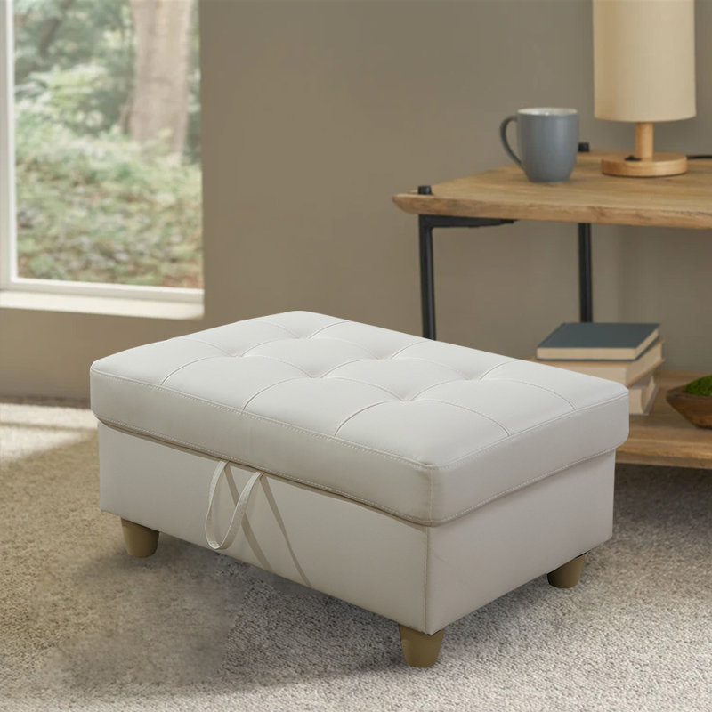 Faux Leather Upholstered Storage Bench, White