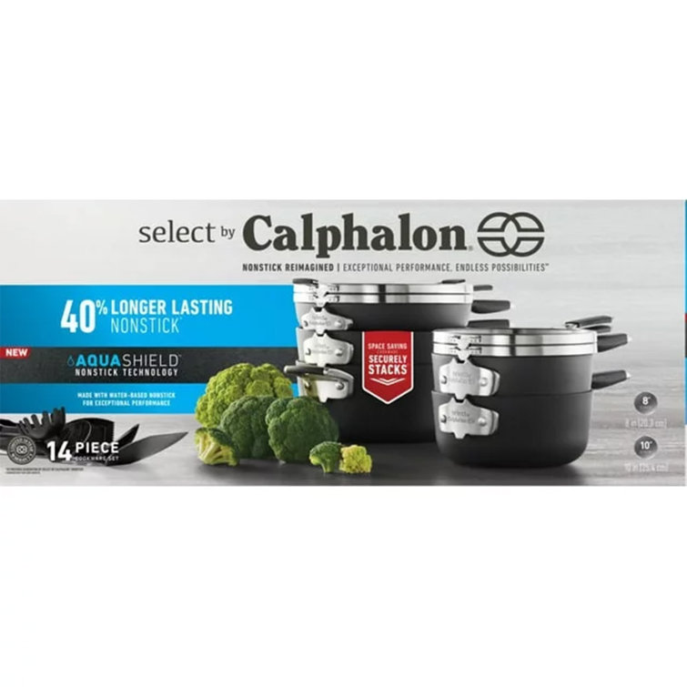 Calphalon Select By Calphalon Space-saving Aquashield Nonstick 14-piece  Cookware Set