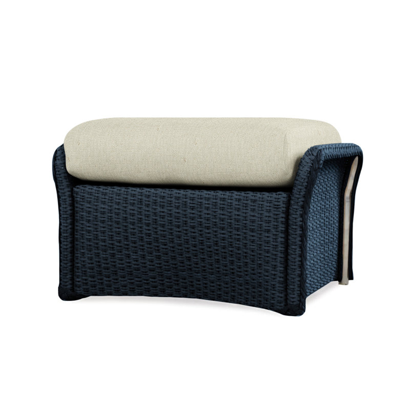 Weekend Retreat Outdoor Ottoman, Sailcloth Salt, Ebony