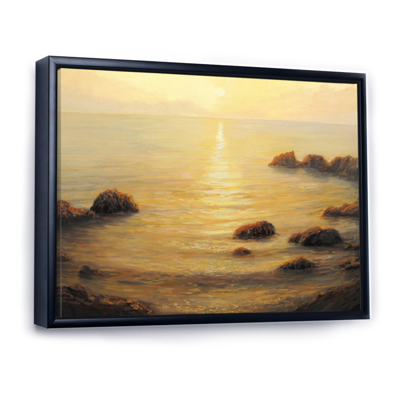 Golden Sunrise Sunet - reproduction sur toile, H 8 po x l 12 po x P 1 po, Cadre flottant noir